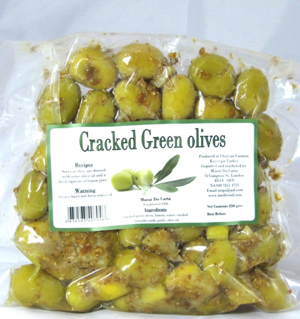 5 x 250g Cyprus cracked green olives Mr Olive Oil